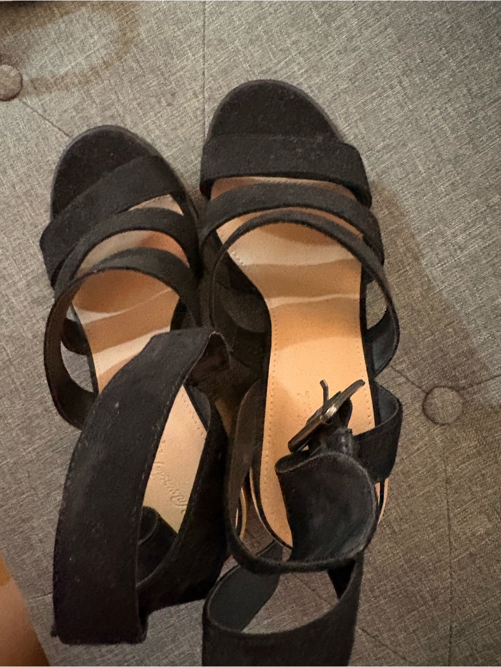 Universal Thread Black Suede Multi-Strap Block Heel Sandals